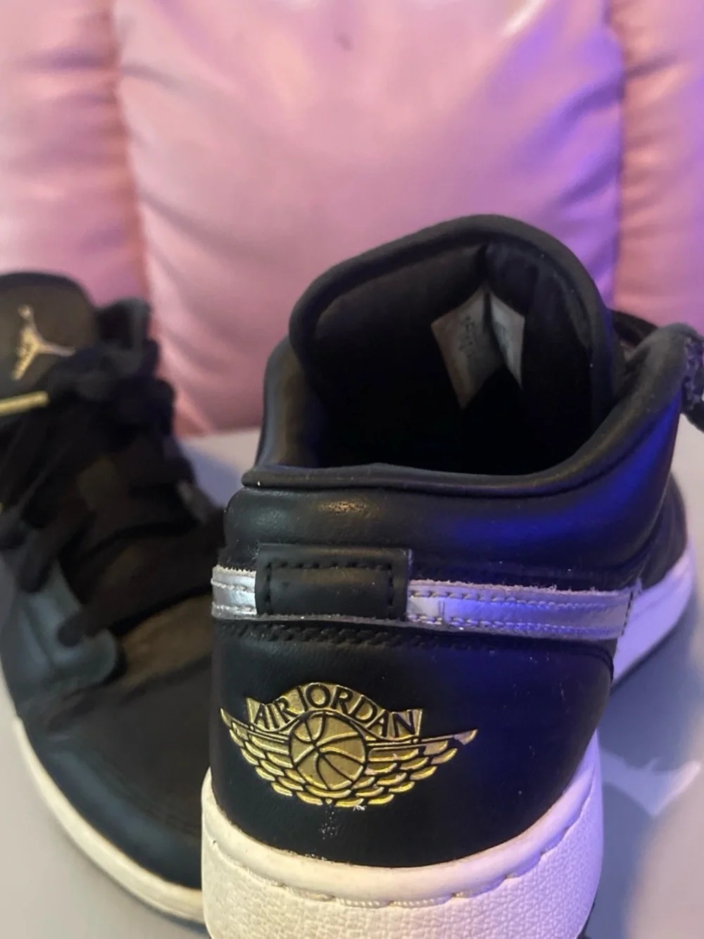 Jordan Black Kids Sneakers with Metallic Accents